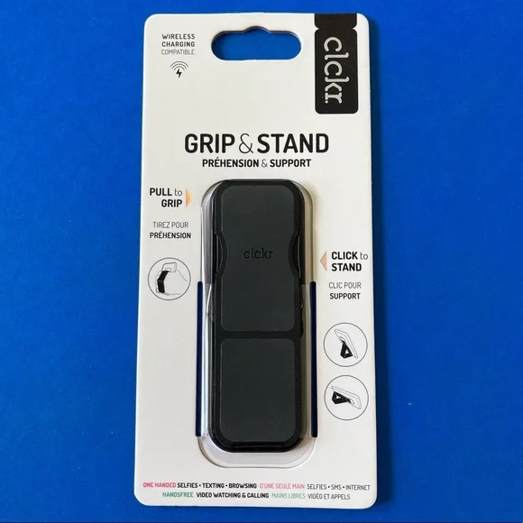 CLCKR Phone Grip & Stand - Reflective Black