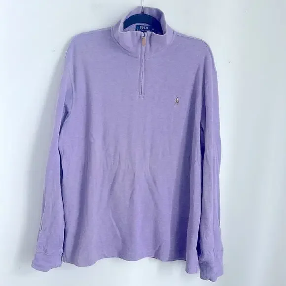 Polo Ralph Lauren Estate Rib 100% cotton 1/4 zip mock neck sweater sz XL