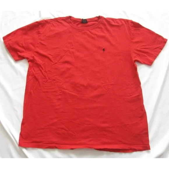 Y2K Vintage Polo Ralph Lauren T-Shirt Men Minimalist Preppy Red Sz L (MT957)