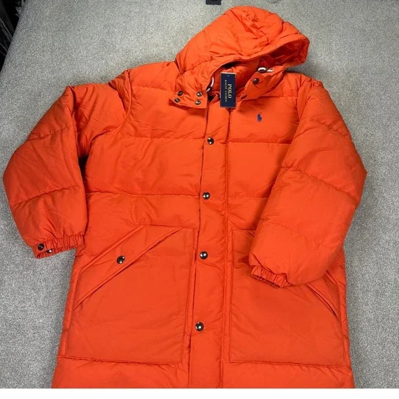 Polo Ralph Lauren Men's Orange‎ Puffer Down Jacket Size Medium