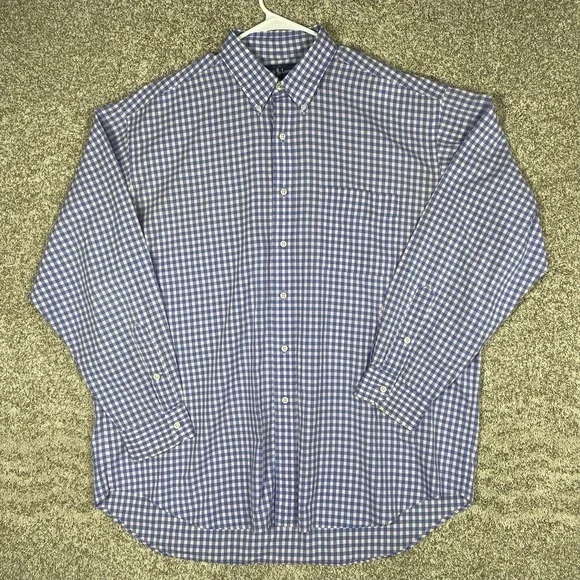 Polo Ralph Lauren Shirt Mens XL Blue Gingham Blake Cotton Short Sleeve Button Up