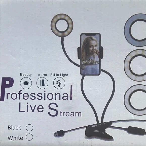 Professional Live Stream Ring Light with Clip On