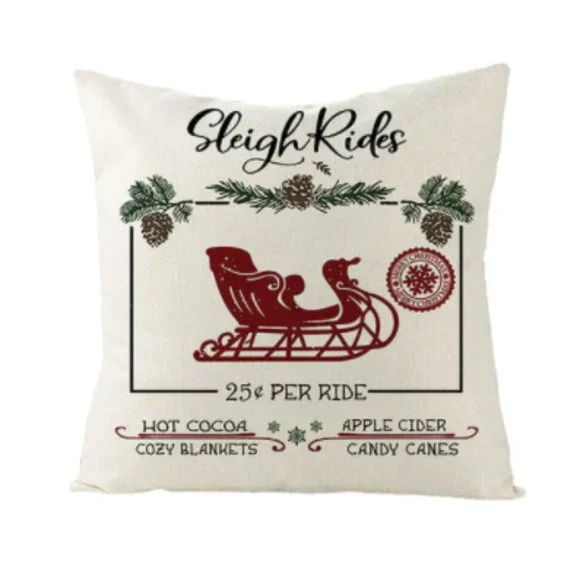 Christmas Throw Pillow Cover - Sleigh Rides