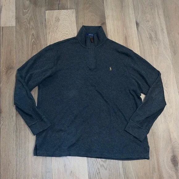 Polo by Ralph Lauren Men's charcoal gray quarter Zip-Up Sweater xl pullover