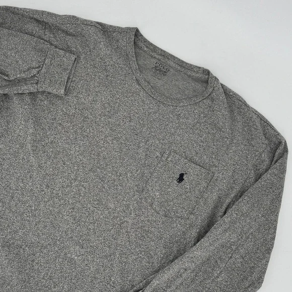Polo Ralph Lauren Mens‎ Grey Heather Long Sleeve Pocket T-Shirt Size L Pony Logo