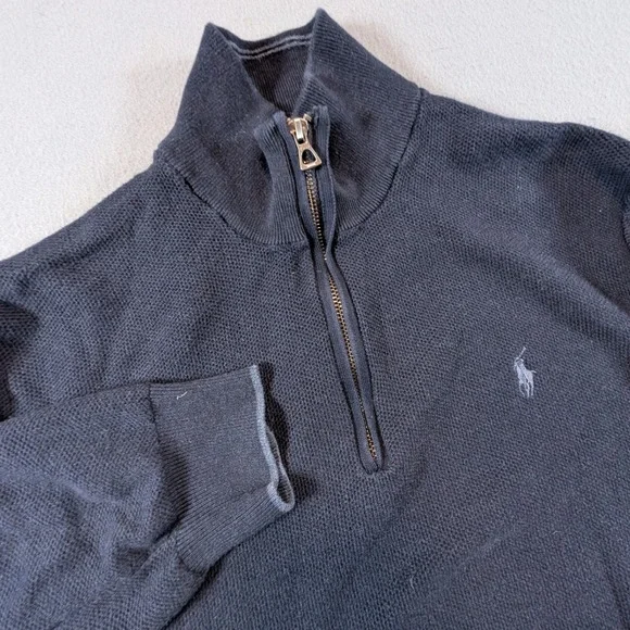 Polo Ralph Lauren Quarter Zip Sweater Mens Large Navy Blue Pima Cotton