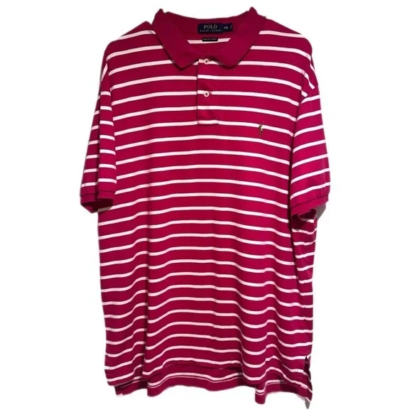 Polo by Ralph Lauren Prima Soft Touch Pink and White Striped Polo Shirt