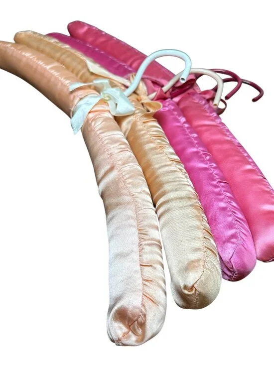 Vintage Satin Padded Hangers Lot of 4 5