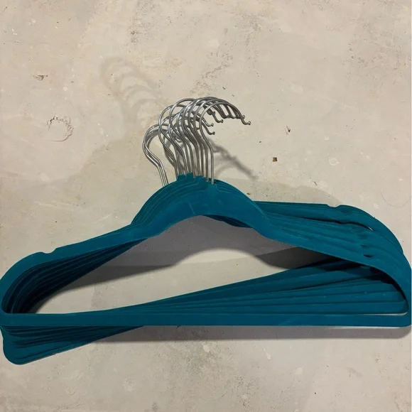 Set of 14 Blue Velvet Felted Hangers