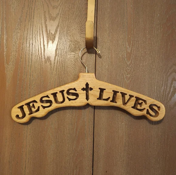 Solid Wood Religious Cross JESUS LIVES Cut Out 17