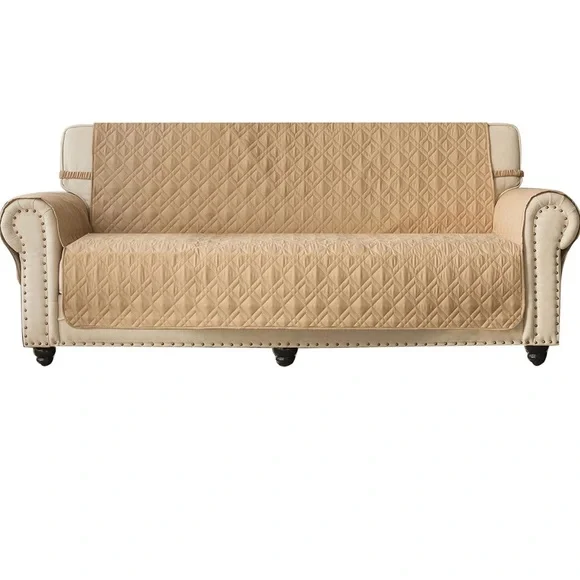 Tan Quilted Sofa Cover