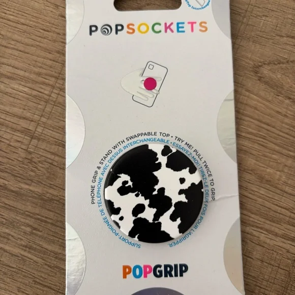 It's a Mood PopSocket PopGrip Cow Print NWT