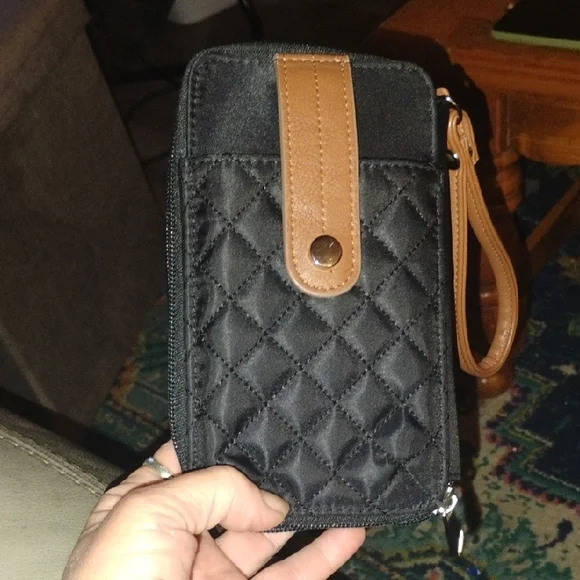 Black and Brown Quilted Phone Wallet Case