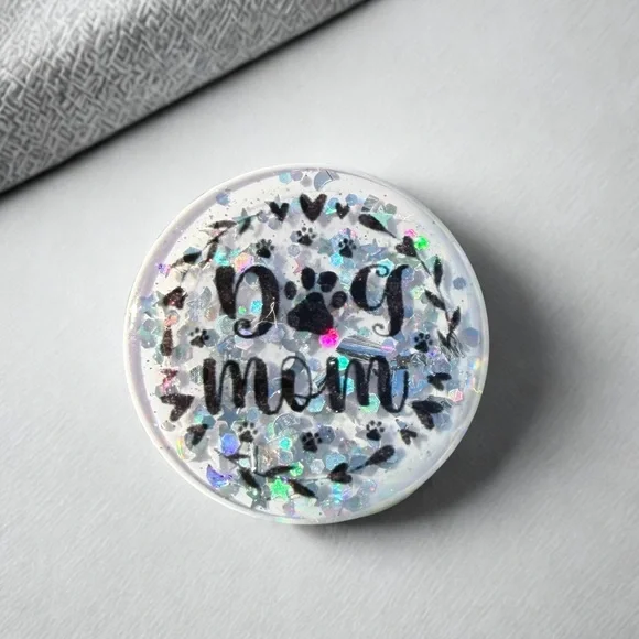 Glittery Dog Mom Phone Grip