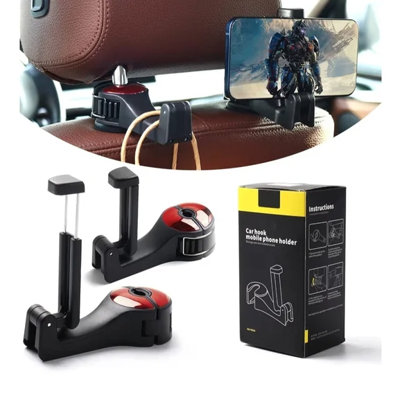 Universal Black and Red Car Headrest Phone Holder