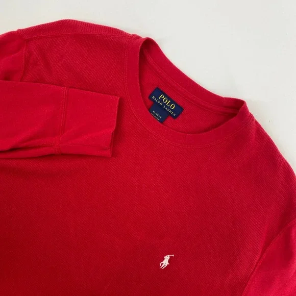 Polo Ralph Lauren Thermal Shirt Mens Extra Large Red Waffle Knit Outdoors Casual