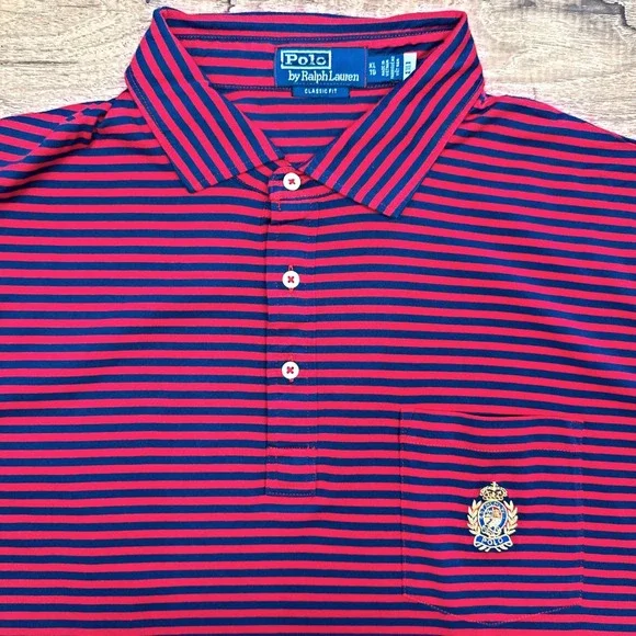 Polo Ralph Lauren Mens XL Red Blue Stripes Crest Preppy Pony 90s Academia Career