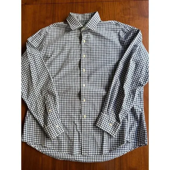 Polo Ralph Lauren Men's Navy and White Gingham Button-Down Shirt - Size XL