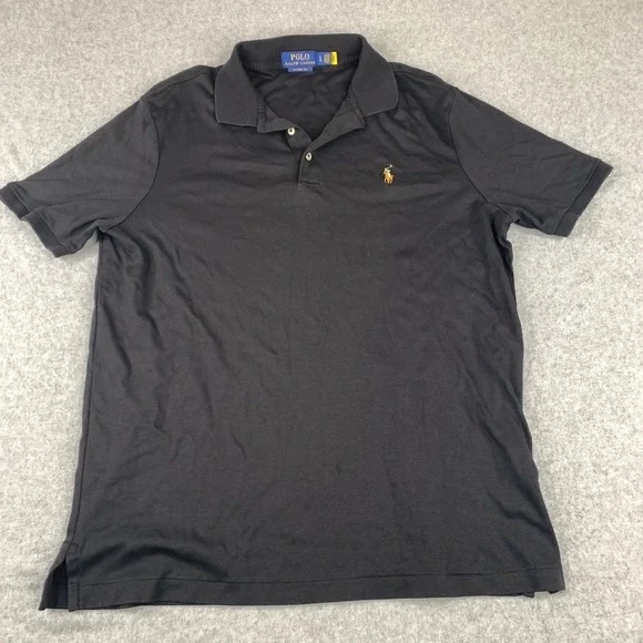 Polo Ralph Lauren Polo Shirt Mens Large Black Classic Fit Short Sleeve Pony Logo