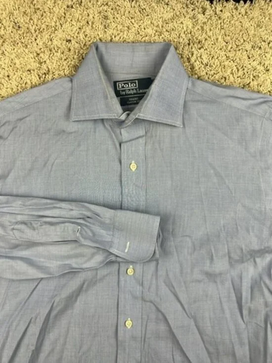 Polo Ralph Lauren Regent Classic Fit Long Sleeve Button Up Shirt Blue 16 32/33
