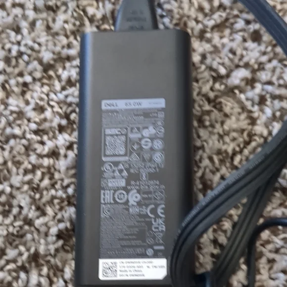 Dell Black Power Adapter with Attached Cable