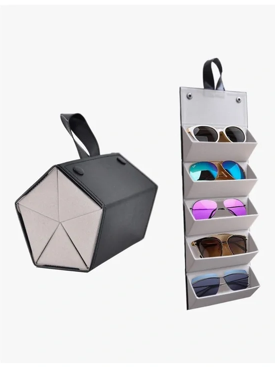 Foldable Hanging Sunglass Organizer - Black