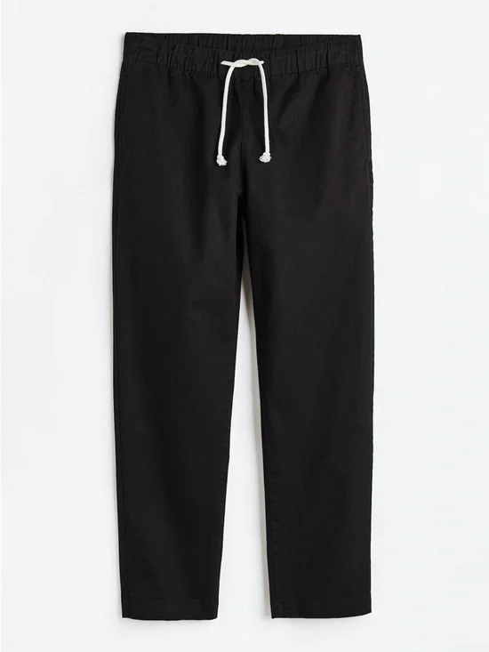 H&M Men’s XL Regular Fit Cotton Twill Pull-On Draw-String Pants Black