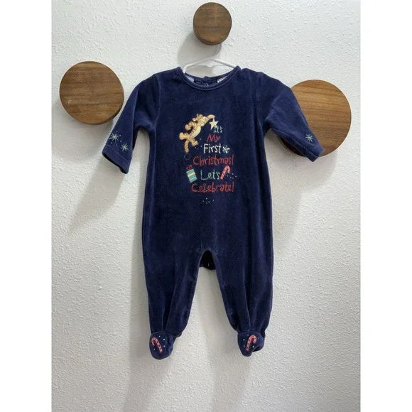 Vintage 90s 00s Winnie the Pooh Tigger‎ Christmas Jumpsuit Size 12 Months