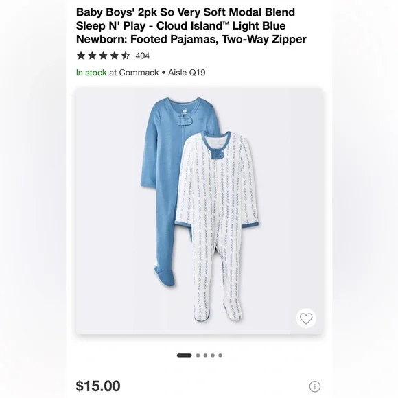 Cloud Island Blue and White Baby Sleepers