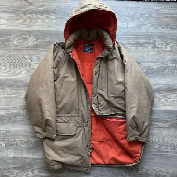 VTG Polo Ralph Lauren Down Mountain Expedition Parka Brown Jacket Small RARE Ski