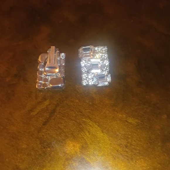 Silver Crystal Clip-On Earrings