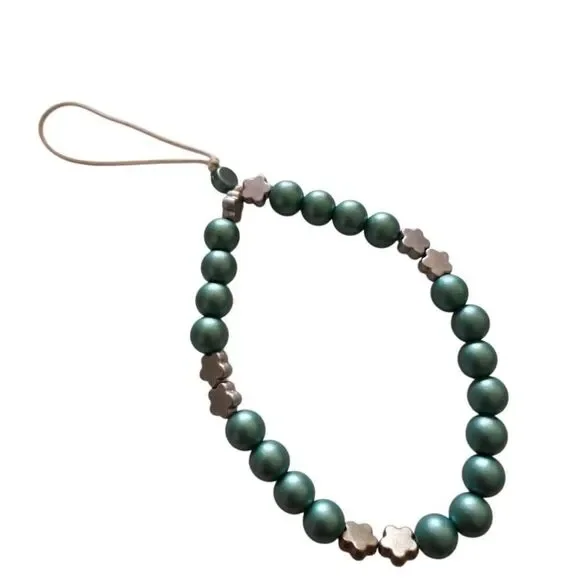 Handmade Metallic Beaded Phone Strap
