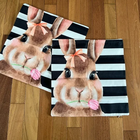26. Easter Bunny Pillowcases Pillow Cover Set of 2