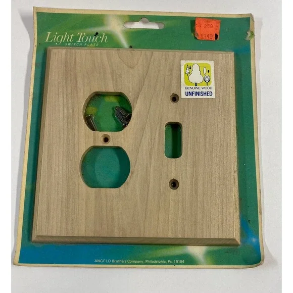 *BRAND NEW* Vintage Angelo Genuine Wood Outlet Light switch Combo Cover Plate