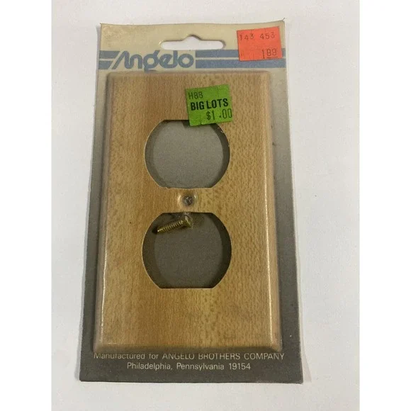 *BRAND NEW* Vintage Angelo Genuine Wood Outlet Cover Plate New Old Stock NOS