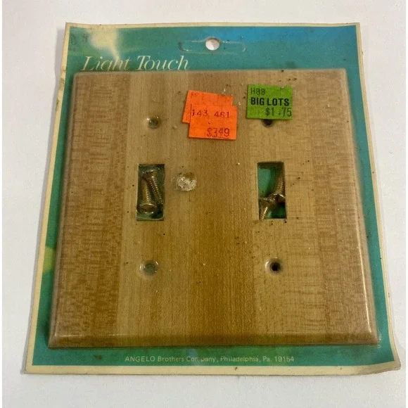 *BRAND NEW* Vintage Angelo Genuine Wood Double Light switch Combo Cover Plate