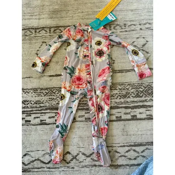 NEW Posh Peanut Rose Onesie Ruffled Size 6-9 month