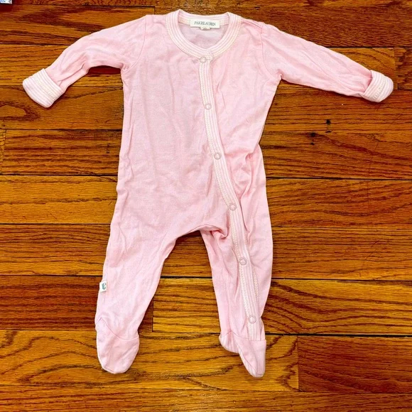 Organic cotton Pink Baby Footie Pajamas Size 0-3 months Paige Lauren