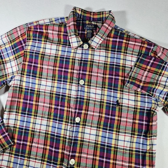 Polo Ralph Lauren Sleepwear Men's Medium Plaid Long Sleeve Button‎ Shirt Pajama