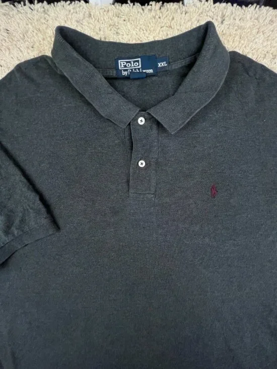 Polo Ralph Lauren Cotton Short Sleeve Polo Shirt w Pony Adult Size 2XL Gray