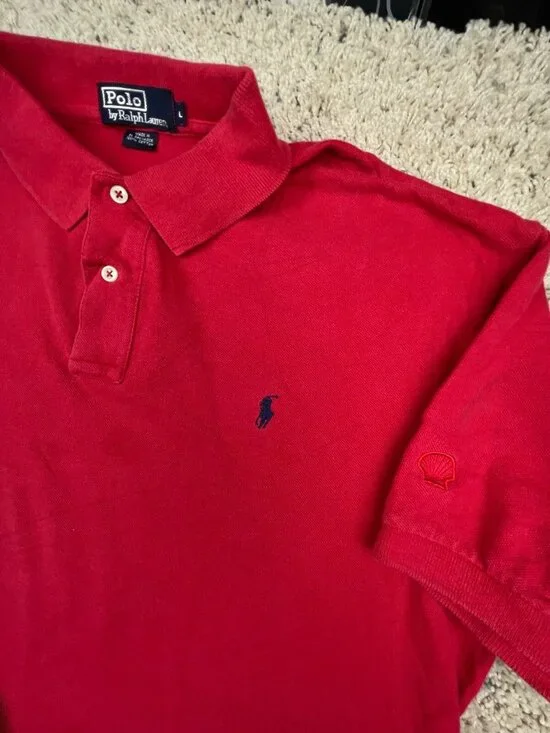 Polo Ralph Lauren Cotton Short Sleeve Polo Shirt w Pony Adult Size Large Red