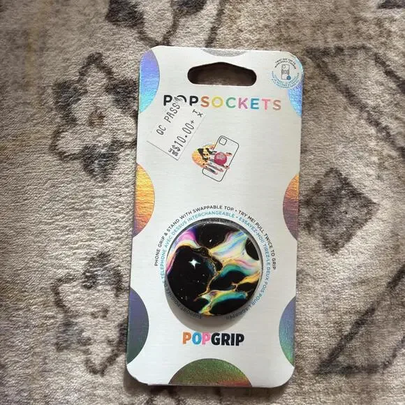 Pop Sockets PopGrip Phone Grip w/ Stand Swappable Design: Electric Oil Slick
