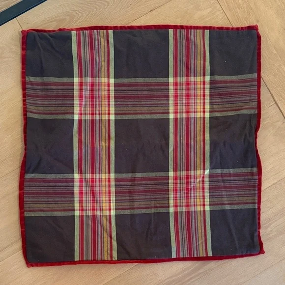 Pottery Barn Red and Brown Plaid Holiday Pillow cover 24x24