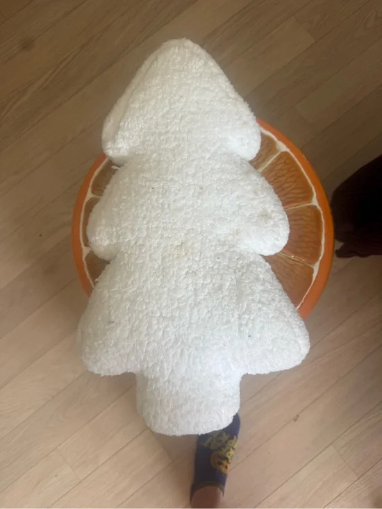 White fluffy tree shaped cushion