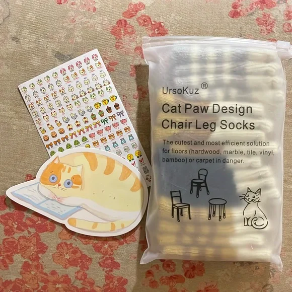 NIP UrsoKuz Cat Paw Design Chair Leg Socks, Set of 16 Cute Cat Patterns, Protect