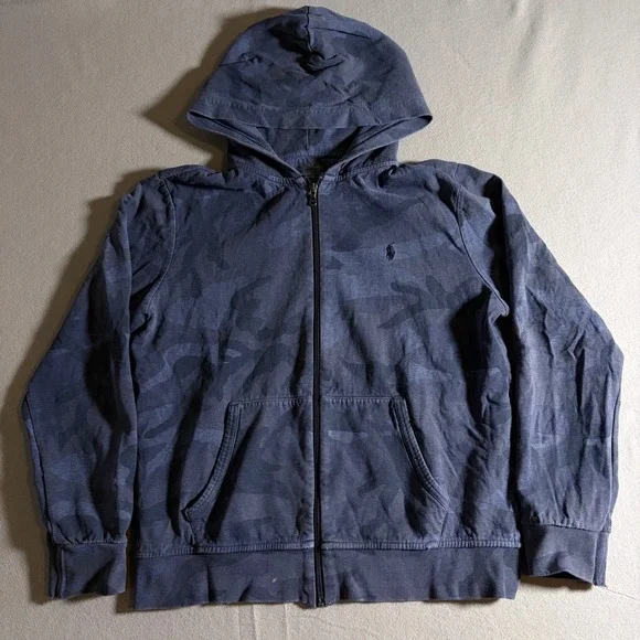 Polo Ralph‎ Lauren Performance Camo Full Zip Hoodie Mens Large Blue Camouflage
