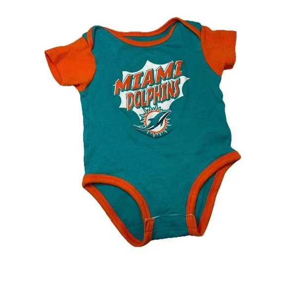 Team NFL Miami Dolphins Baby 3-6months Teal Short Sleeve One Piece Baby Boy Girl