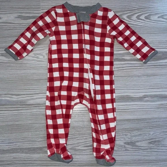 Honest Baby Clothing Boys Sleep & Play 3–6M Red White Plaid