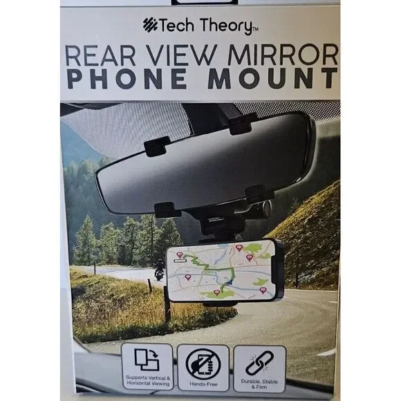Tech Theory Rear View Mirror Phone Mount Hands Free, Durable, Stable and Firm.