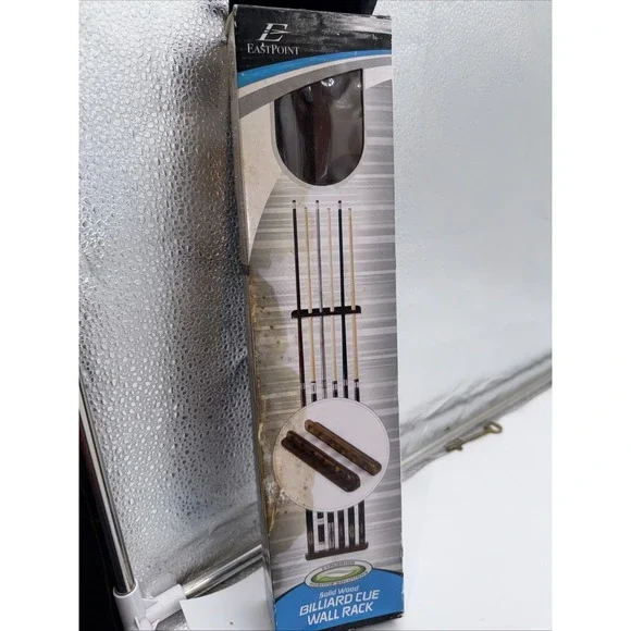 Solid Hardwood Mountable EastPoint Wood Billiard Cue Wall Rack Holds 6 Sticks